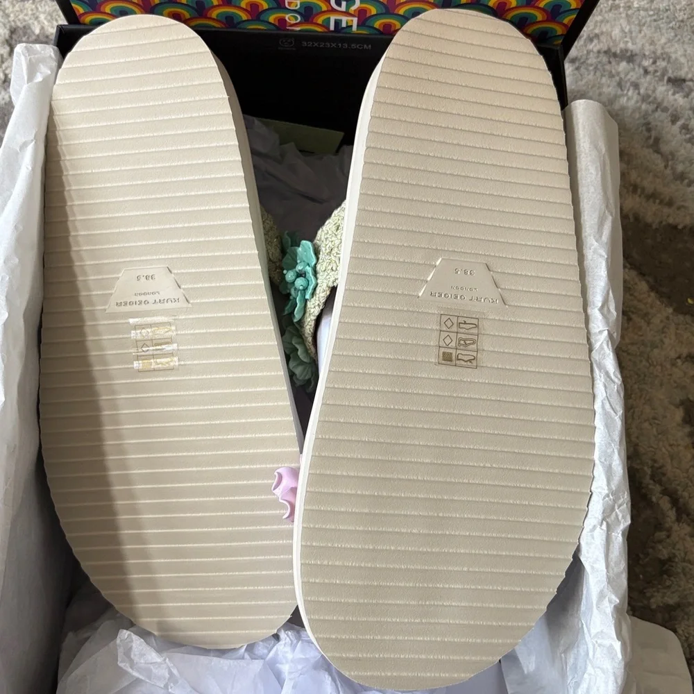 Kurt Geiger Orson Flower Sandals - Multicolor fabric summer size-8 new - Picture 9 of 11